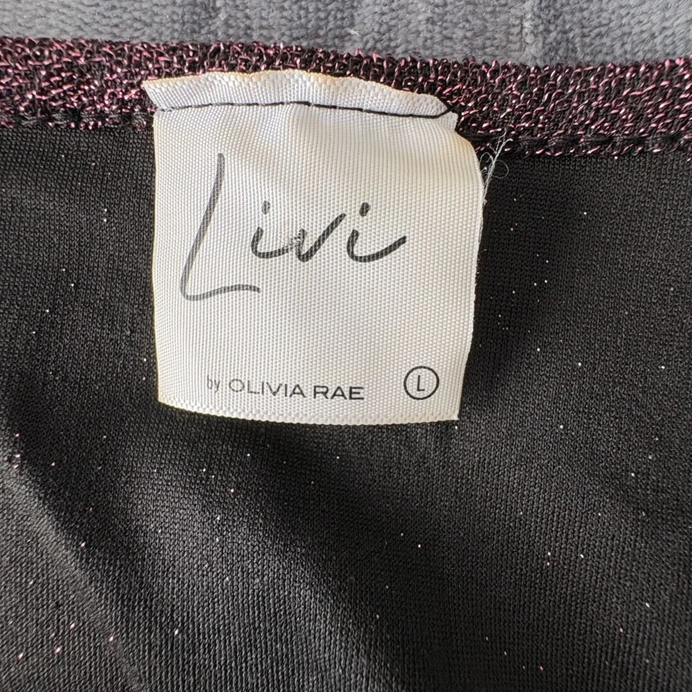 Livi by Olivia Rae Sparkle Longsleeve deep v neck purple Top - Picture 2 of 3